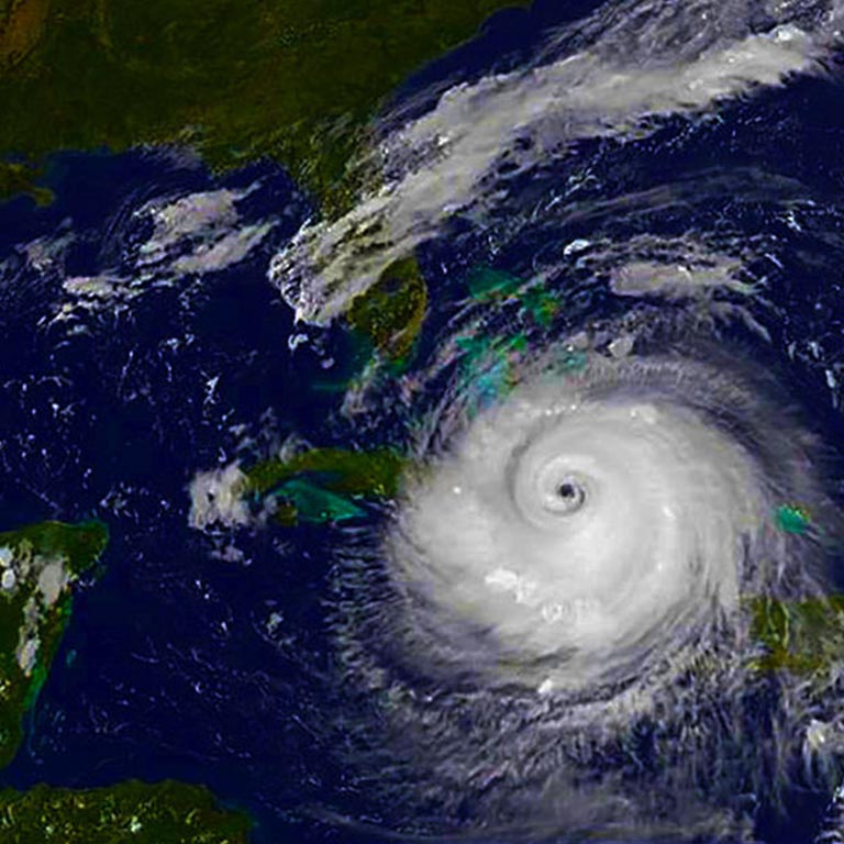 satellite view of storm hitting Florida